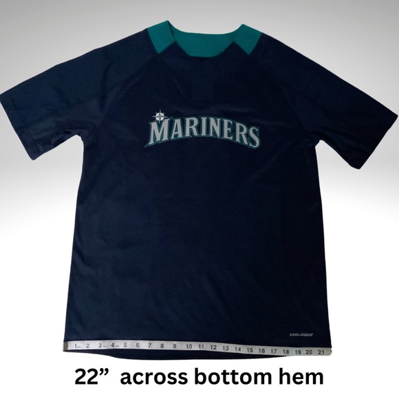 Majestic Coolbase Seattle Mariners Baseball Pullover Snap Neck Large Navy Jersey - Picture 13 of 16